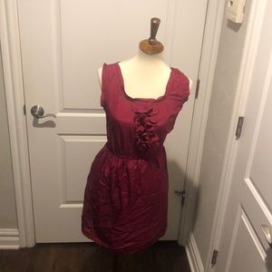 Forever21 cranberry ruffle dress size small